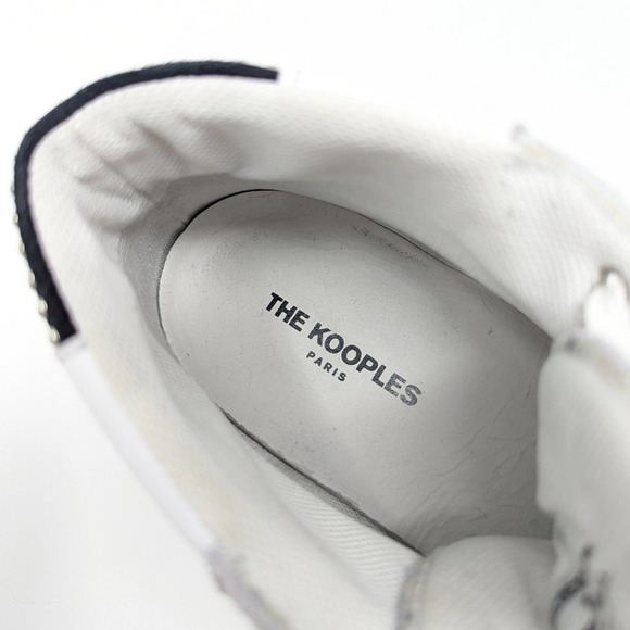 The Kooples White Leather Suede High Top Studded Colorblock Sneakers Size 38 - Picture 10 of 14
